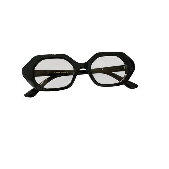 TOPFOXX Women's Black Came to Win Oversized Hexagonal Geometric Sunglasses - Picture 9 of 9